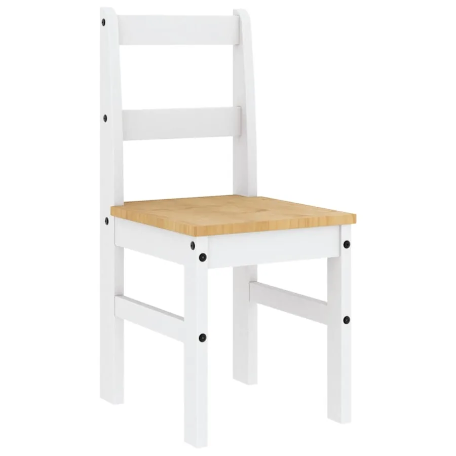 Ensemble à manger PANAMA 5 pcs blanc bois de pin massif - 5