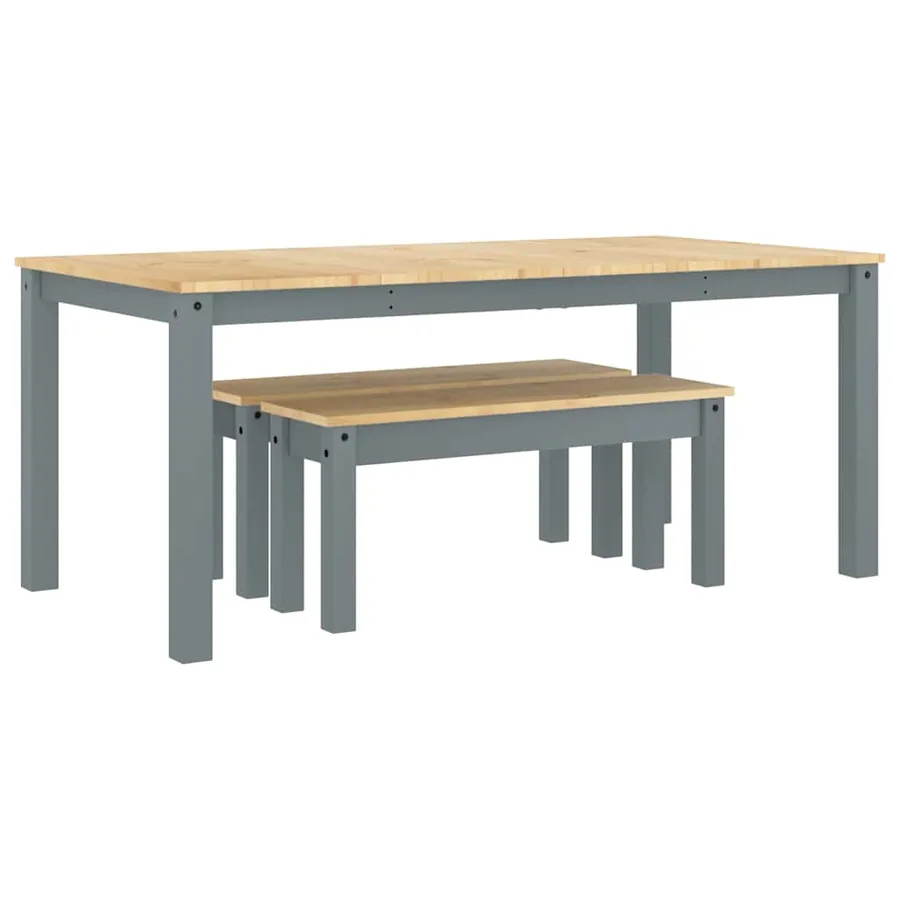 Ensemble à manger PANAMA 3 pcs gris bois de pin massif - 2