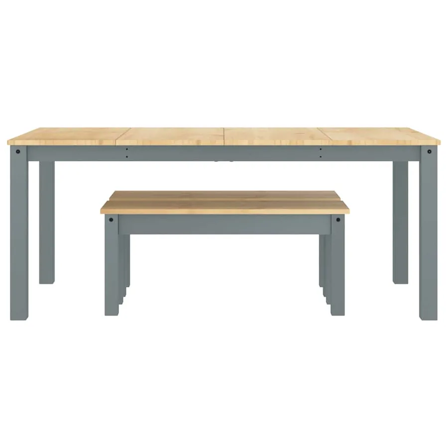 Ensemble à manger PANAMA 3 pcs gris bois de pin massif - 7