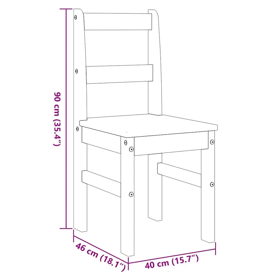 Ensemble à manger PANAMA 4 pcs blanc bois de pin massif - 17
