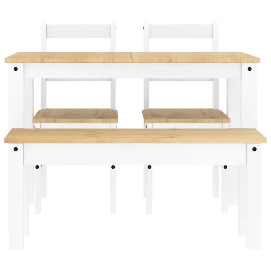 Ensemble à manger PANAMA 4 pcs blanc bois de pin massif - 8