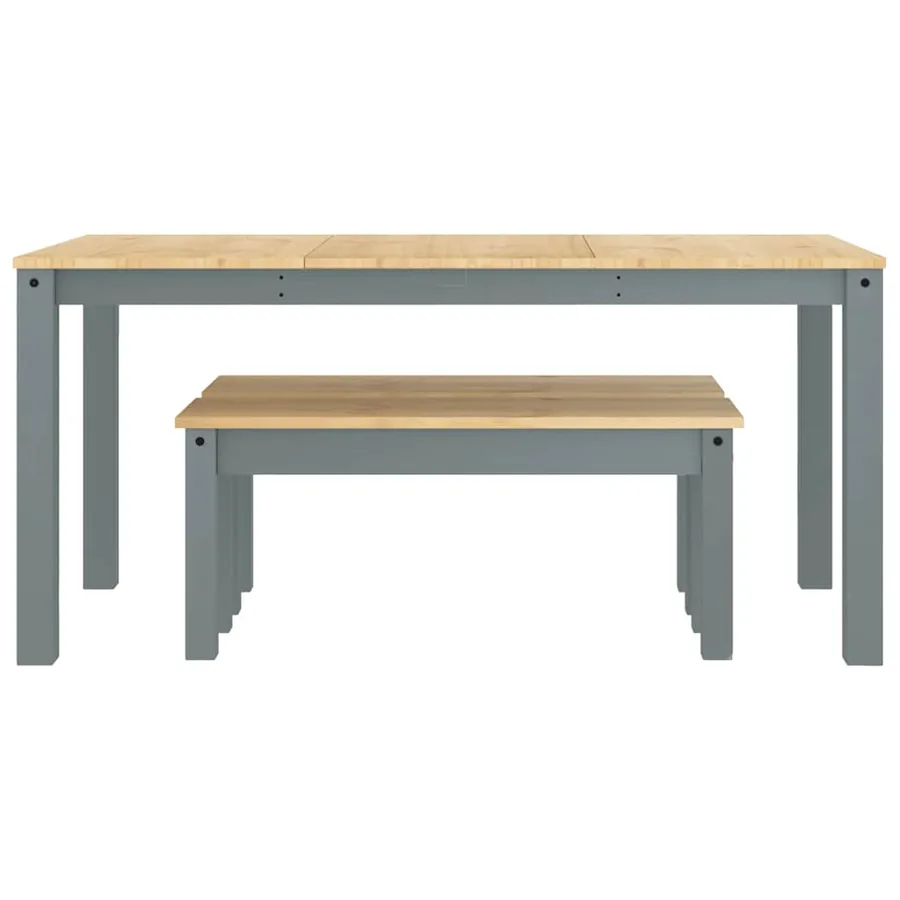 Ensemble à manger PANAMA 3 pcs gris bois de pin massif - 7