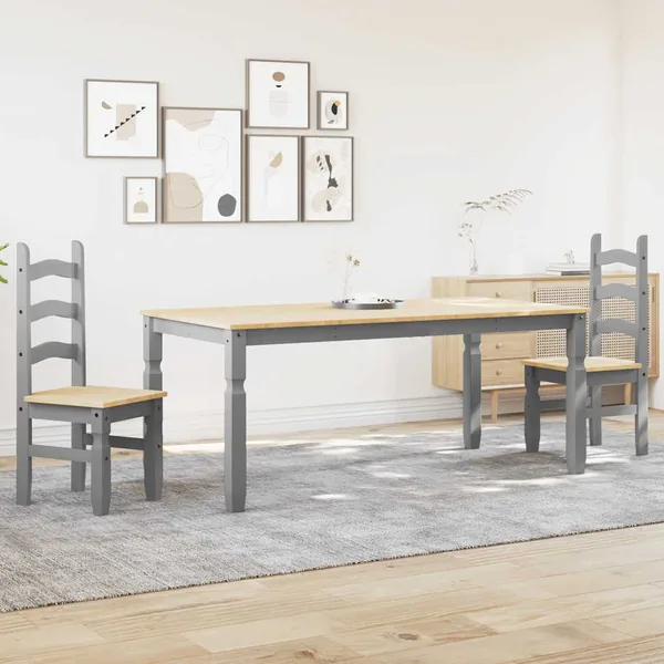 Ensemble à manger PANAMA 3 pcs gris bois de pin massif