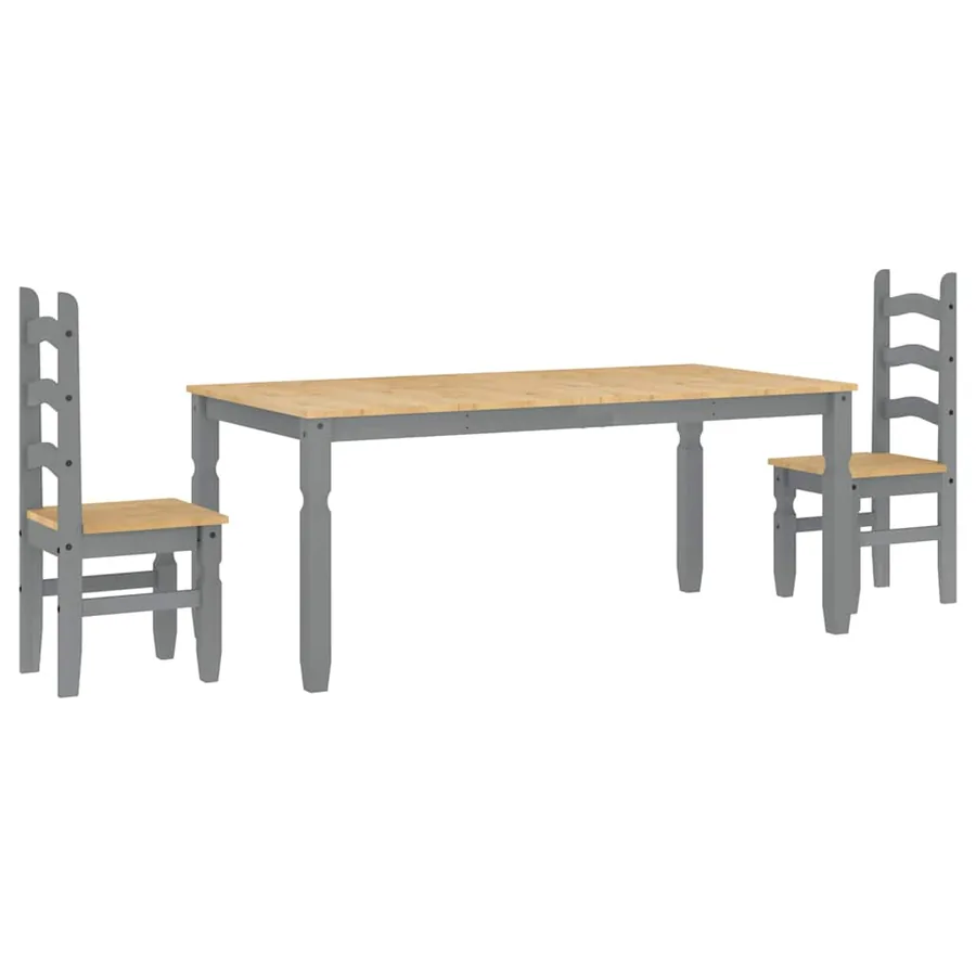 Ensemble à manger PANAMA 3 pcs gris bois de pin massif - 2