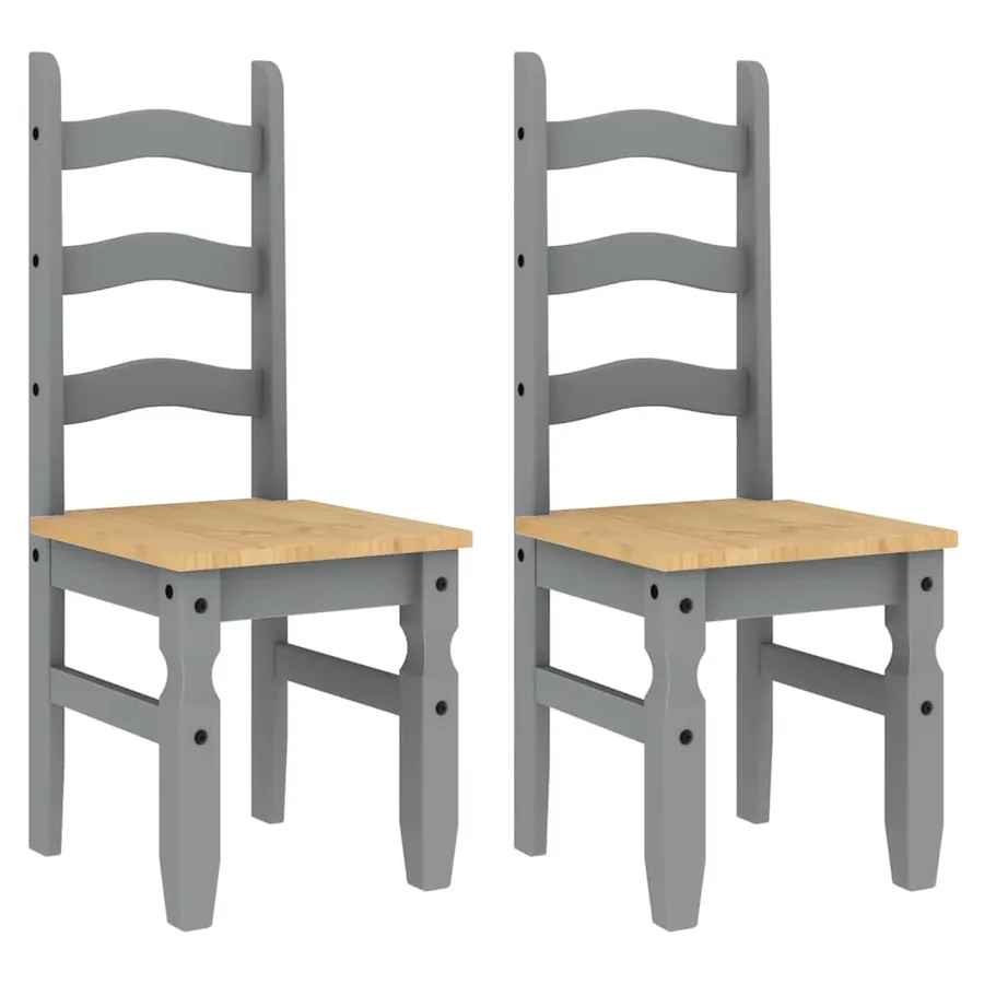 Ensemble à manger PANAMA 3 pcs gris bois de pin massif - 4
