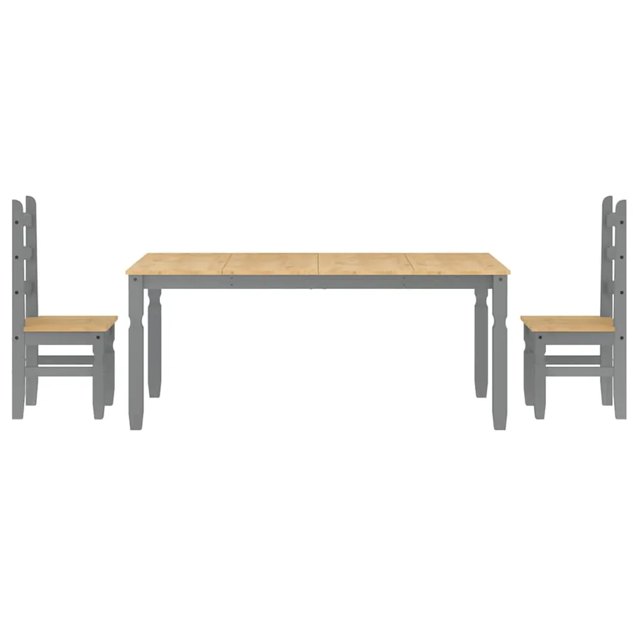Ensemble à manger PANAMA 3 pcs gris bois de pin massif - 7