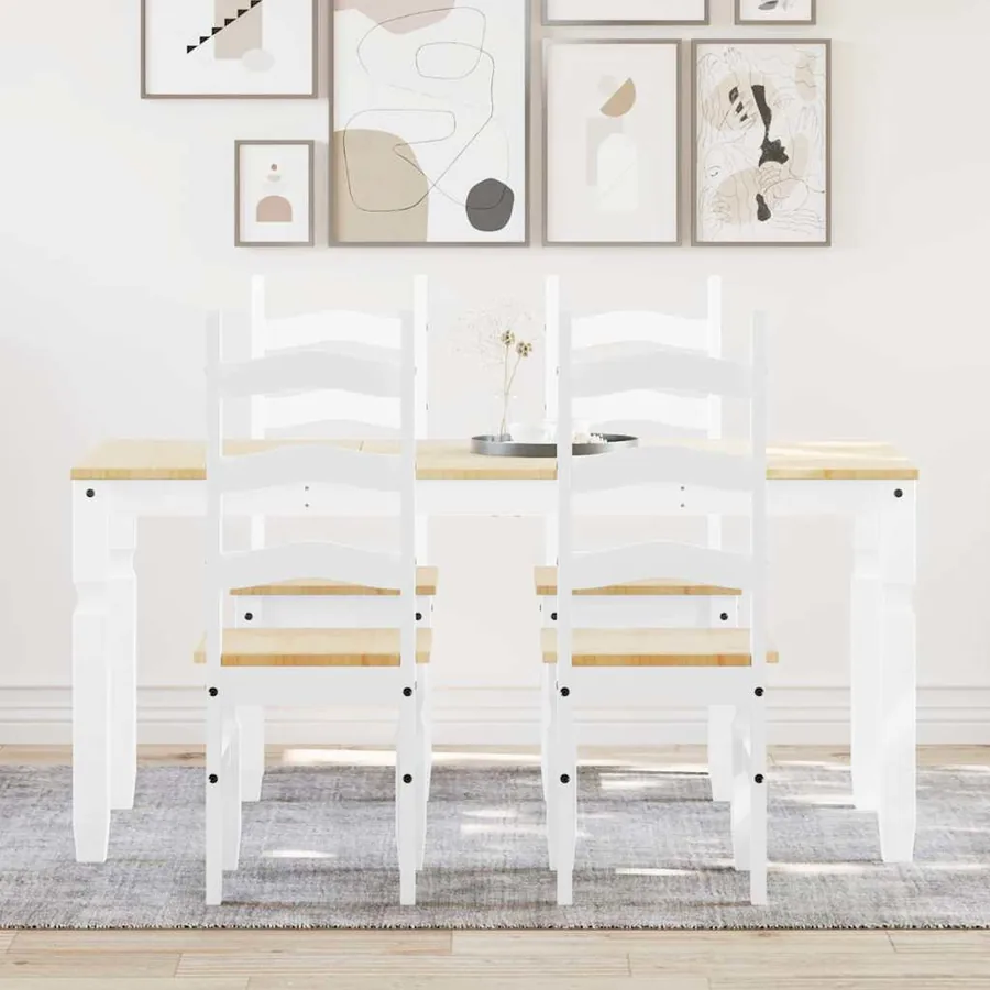 Ensemble à manger PANAMA 5 pcs blanc bois de pin massif