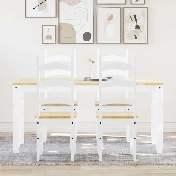 Ensemble à manger PANAMA 5 pcs blanc bois de pin massif