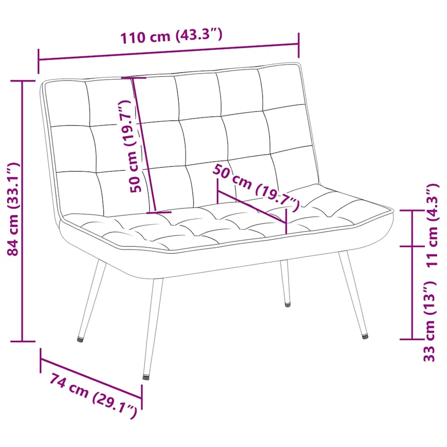 Banc gris foncé 110x74x84 cm velours - 9