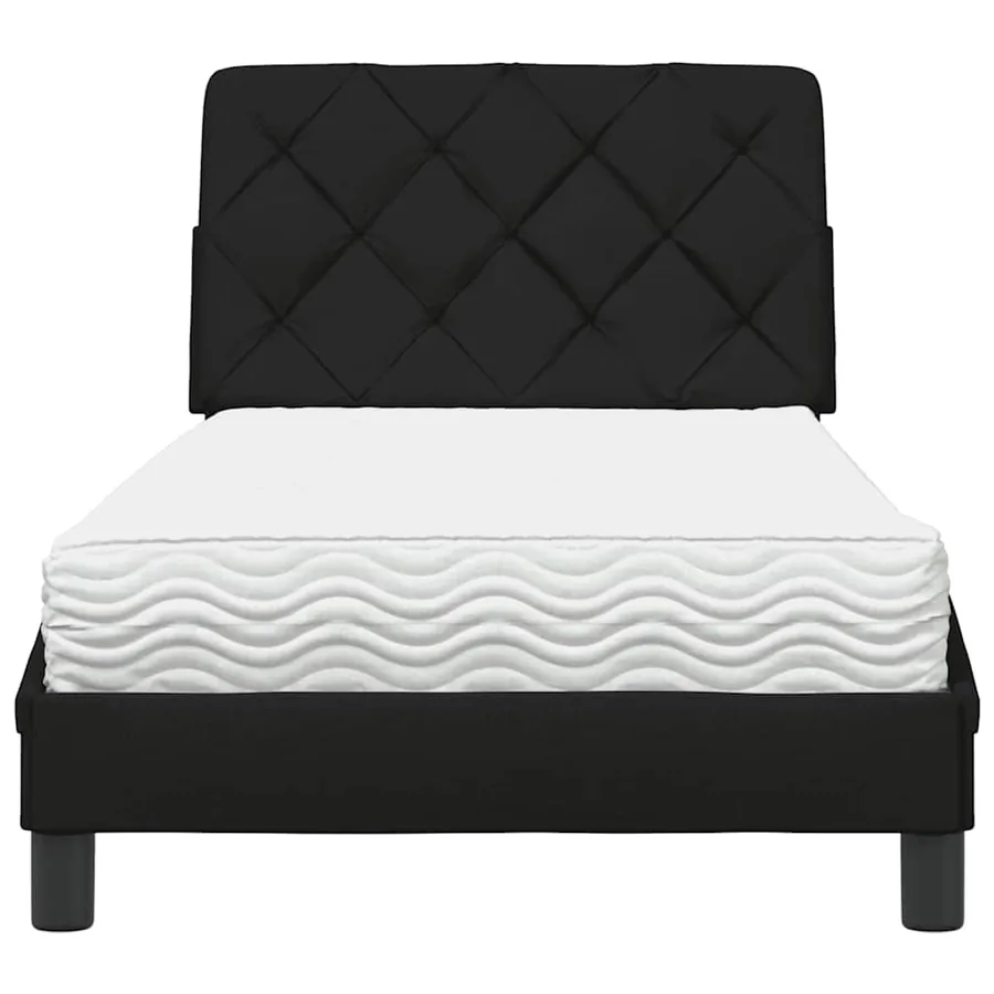 Lit avec matelas noir 90x190 cm tissu - 5