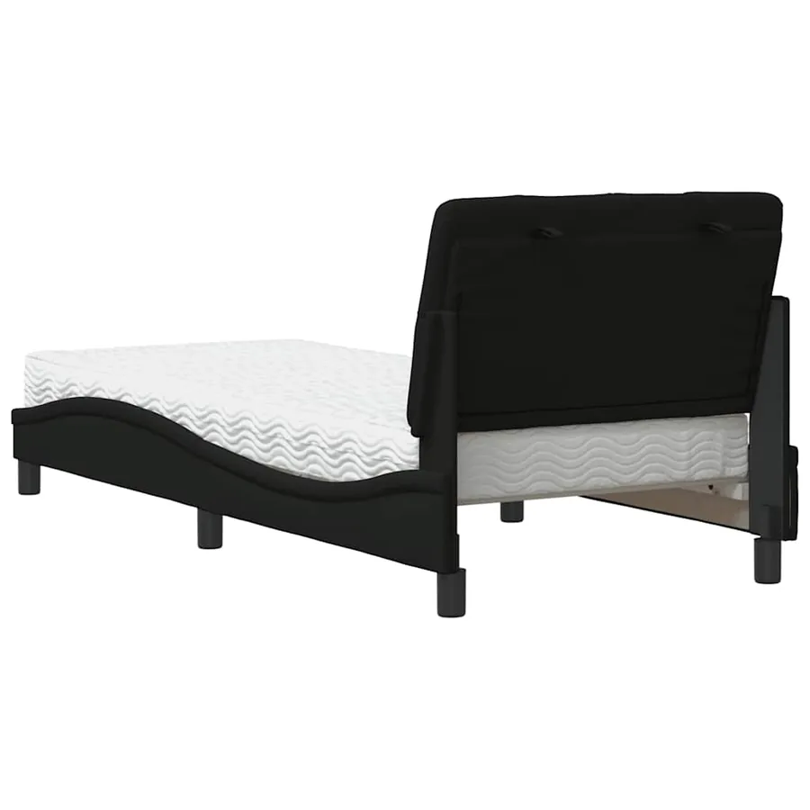 Lit avec matelas noir 90x190 cm tissu - 7