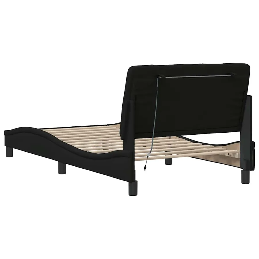 Cadre de lit avec LED sans matelas noir 100x200 cm tissu - 10