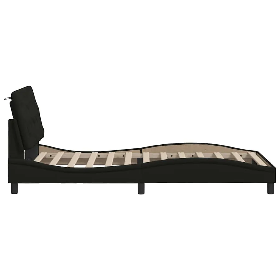 Cadre de lit avec LED sans matelas noir 100x200 cm tissu - 8