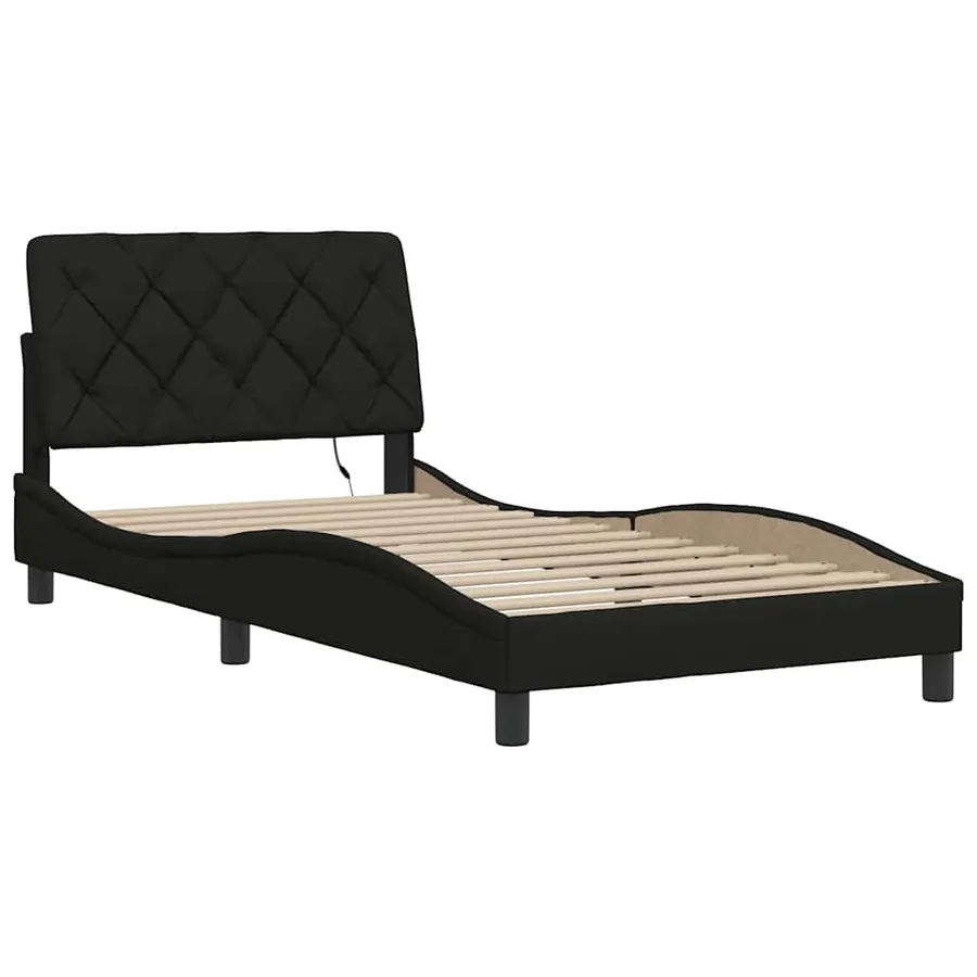 Cadre de lit avec LED sans matelas noir 100x200 cm tissu - 9