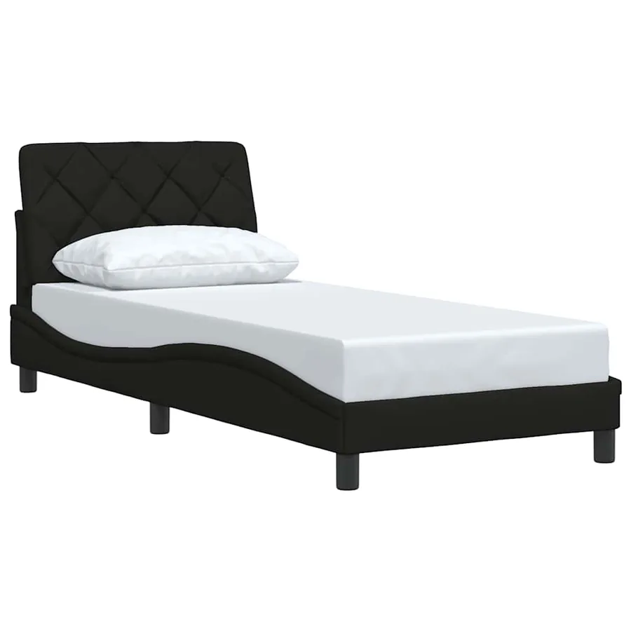 Cadre de lit sans matelas noir 90x190 cm tissu - 3