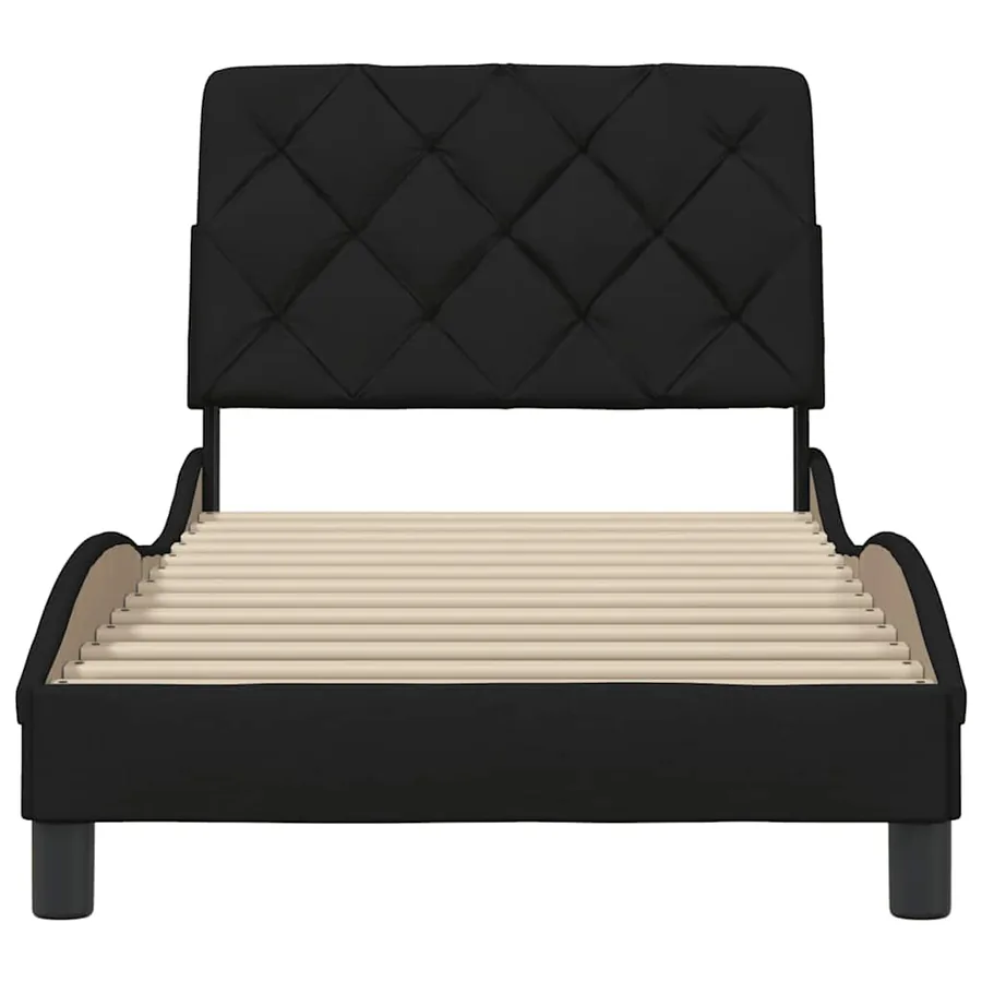 Cadre de lit sans matelas noir 90x190 cm tissu - 5