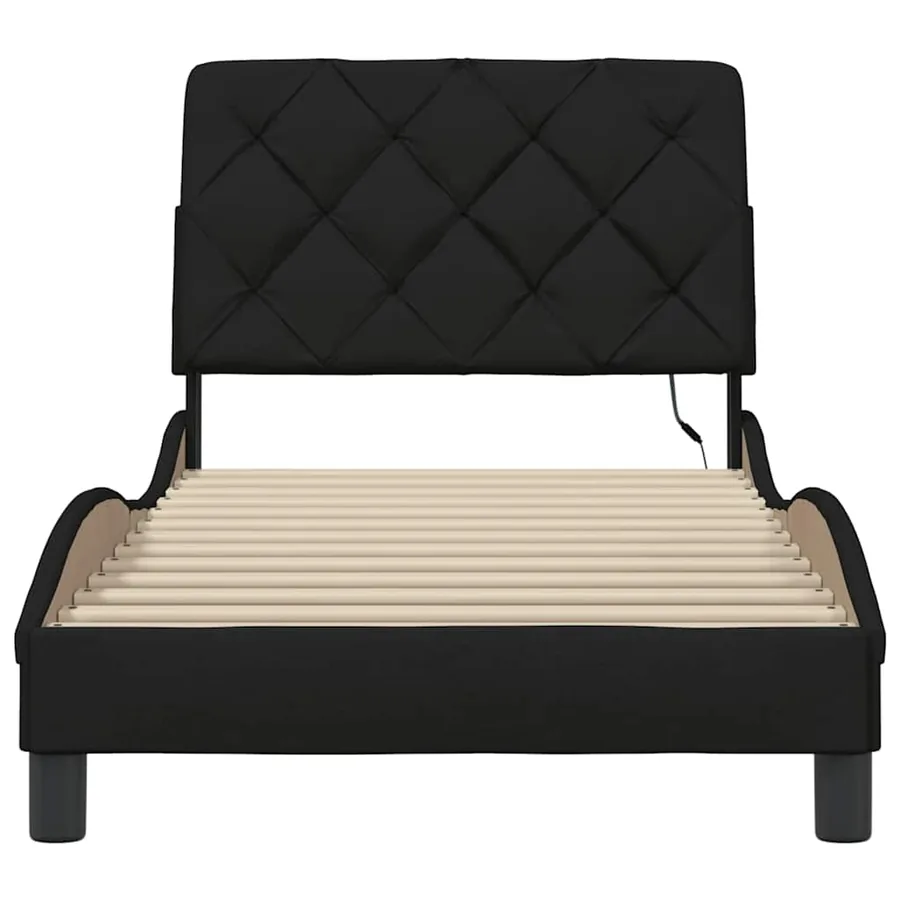 Cadre de lit avec LED sans matelas noir 90x190 cm tissu - 5