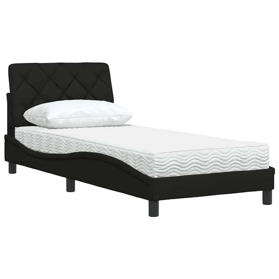 Lit avec matelas noir 80x200 cm tissu - 4