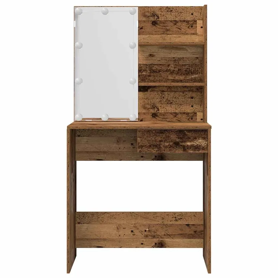 Ensemble de coiffeuse avec LED vieux bois bois d'ingénierie - 6
