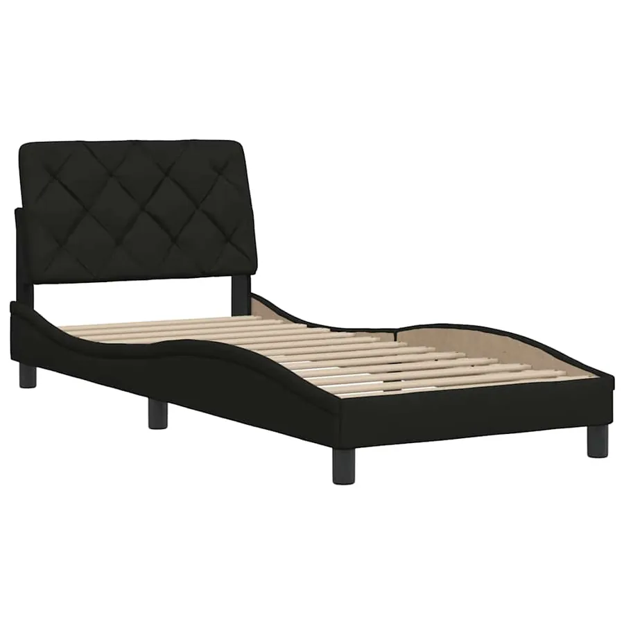 Cadre de lit sans matelas noir 80x200 cm tissu - 4