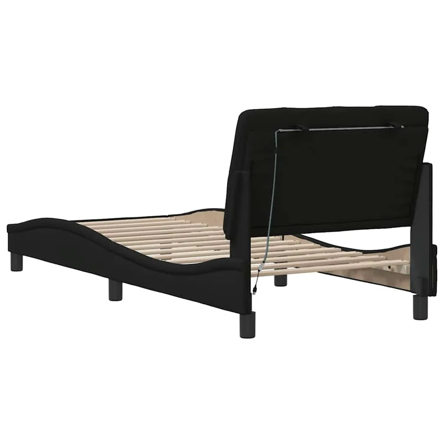 Cadre de lit avec LED sans matelas noir 80x200 cm tissu - 10