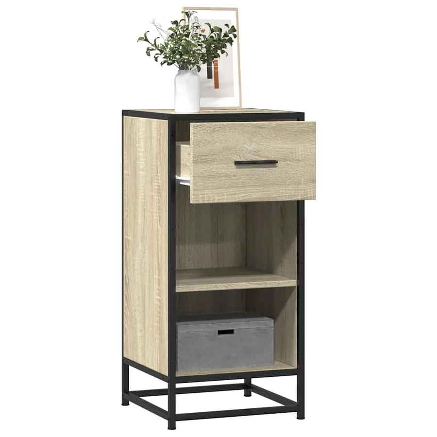 Buffet chêne sonoma 35,5x35x76 cm bois d'ingénierie et métal