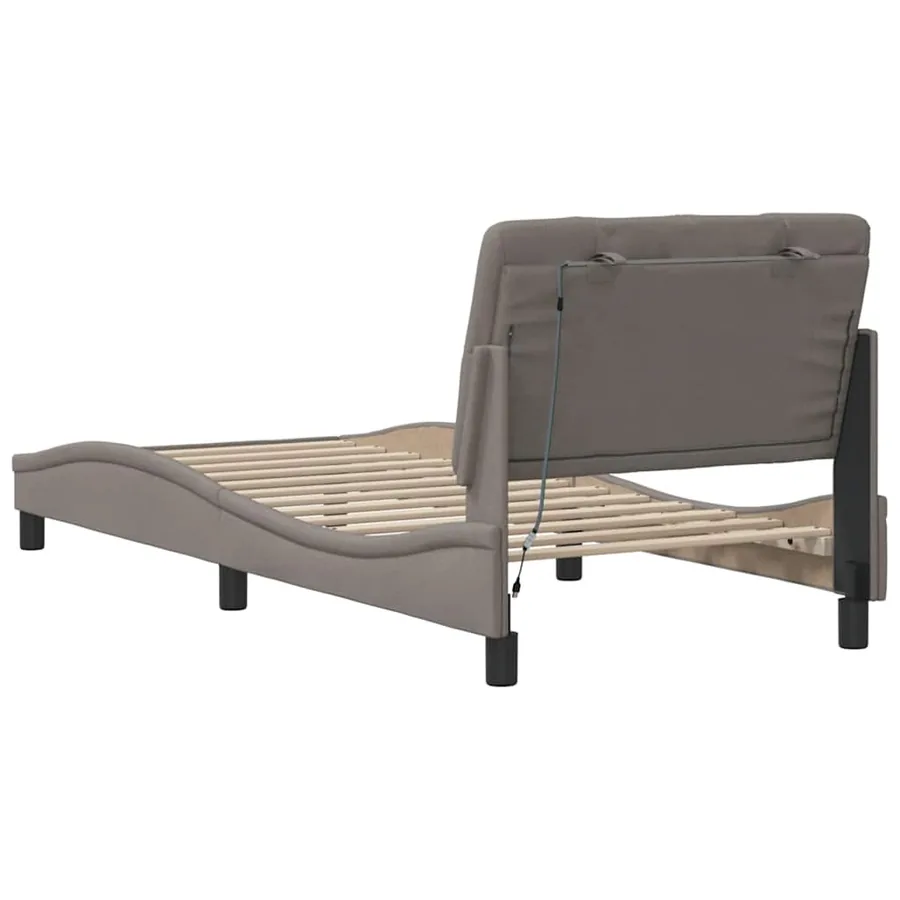 Cadre de lit avec LED sans matelas taupe 80x200 cm tissu - 10