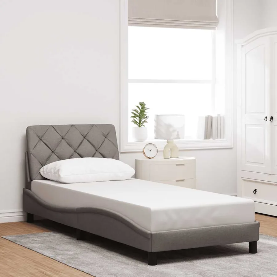 Cadre de lit avec LED sans matelas taupe 80x200 cm tissu - 4