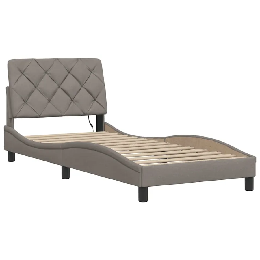Cadre de lit avec LED sans matelas taupe 80x200 cm tissu - 5