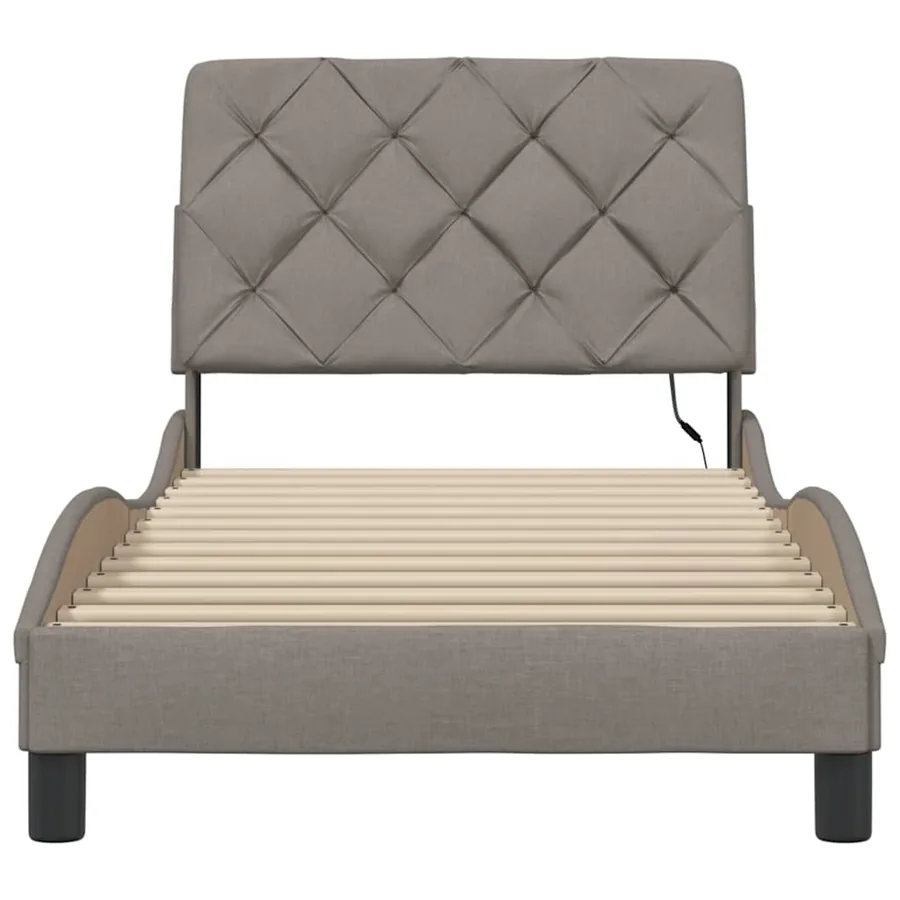 Cadre de lit avec LED sans matelas taupe 80x200 cm tissu - 6