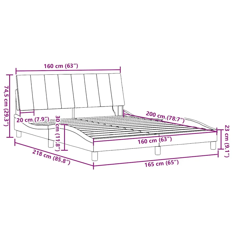 Cadre de lit sans matelas Hanko taupe 160x200 cm tissu - 15