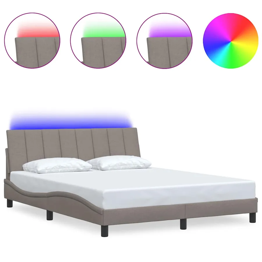 Cadre de lit sans matelas Hanko taupe 160x200 cm tissu - 2