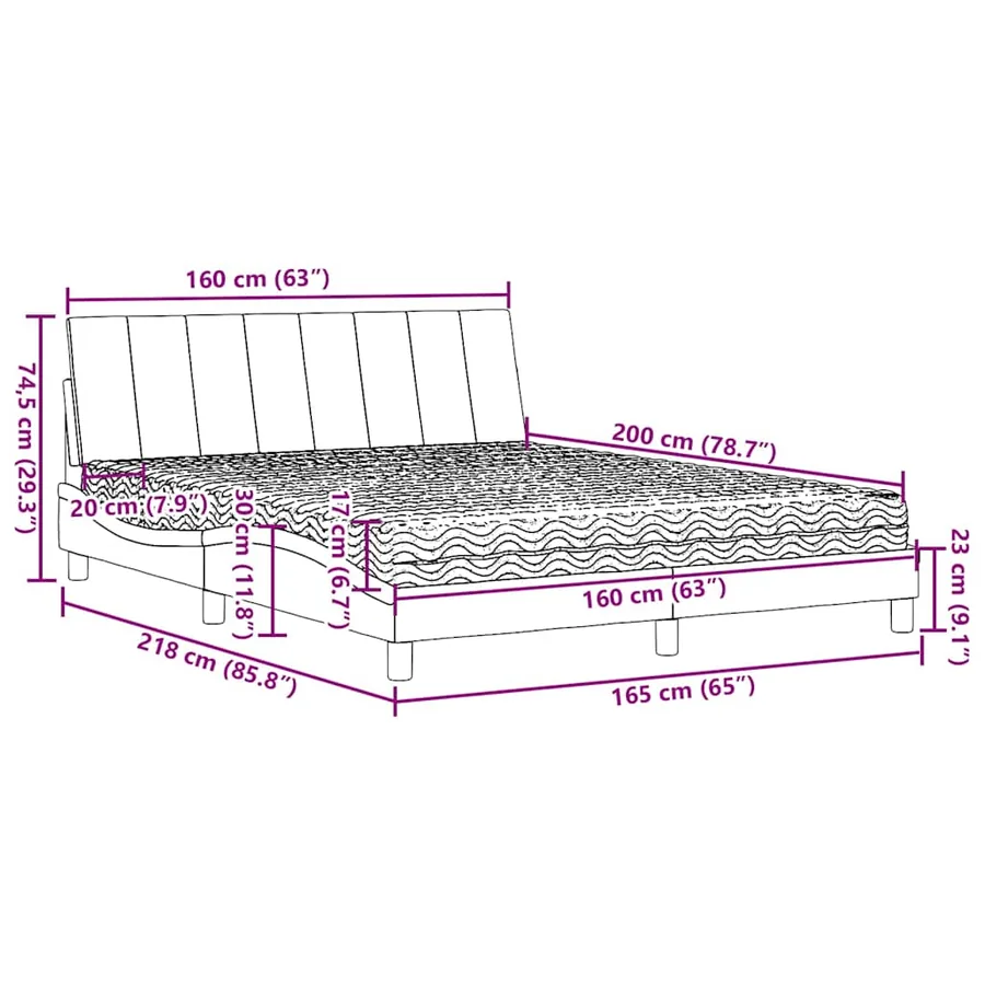 Lit avec matelas Hanko taupe 160x200 cm tissu - 14