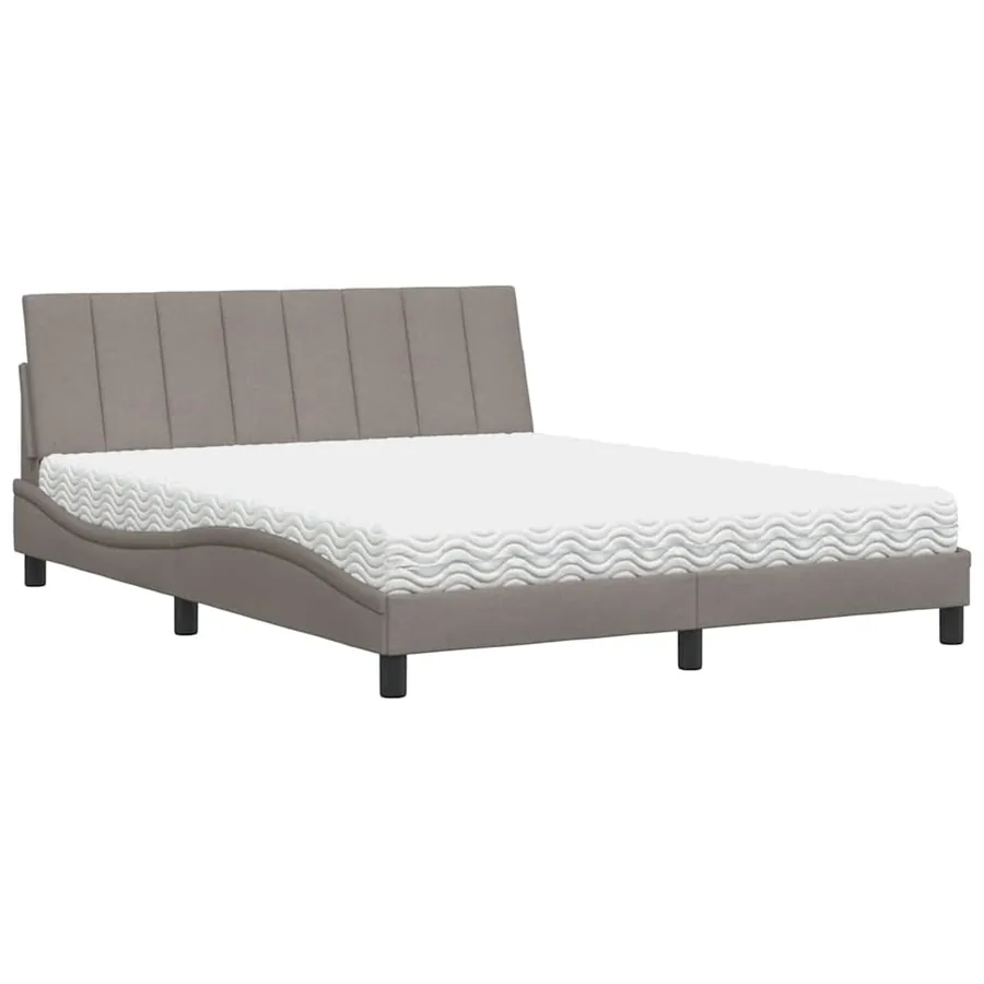 Lit avec matelas Hanko taupe 160x200 cm tissu - 4
