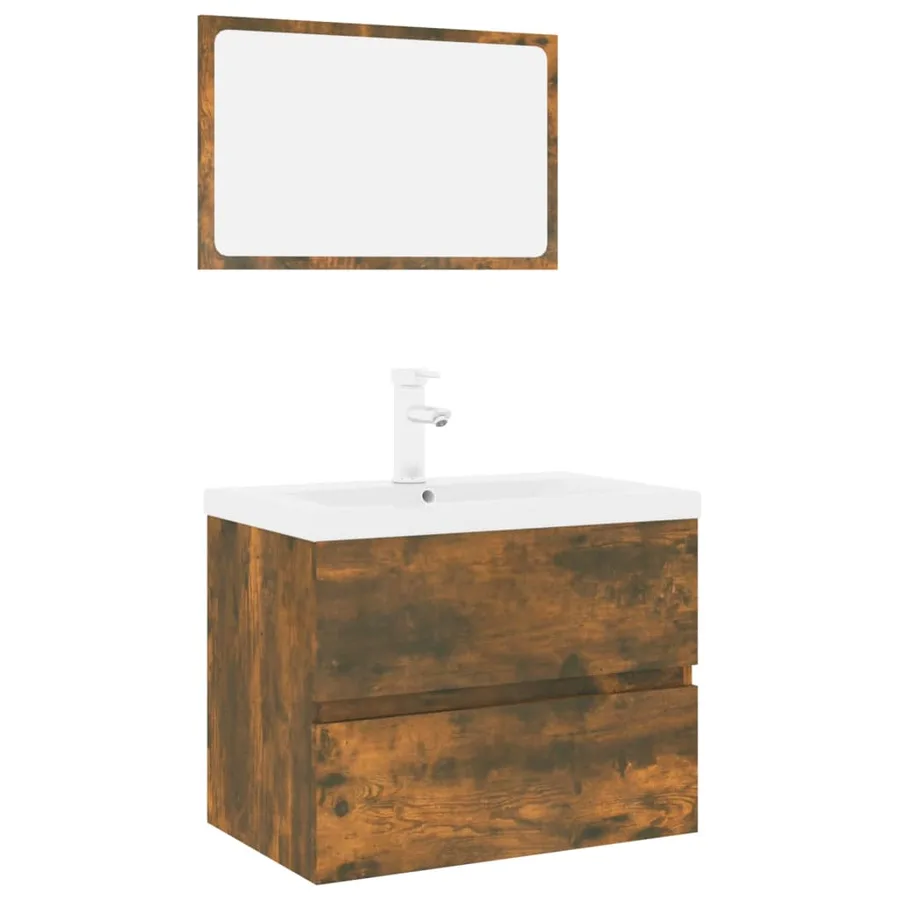 Meubles de salle de bain Chêne fumé Bois d'ingénierie - 2