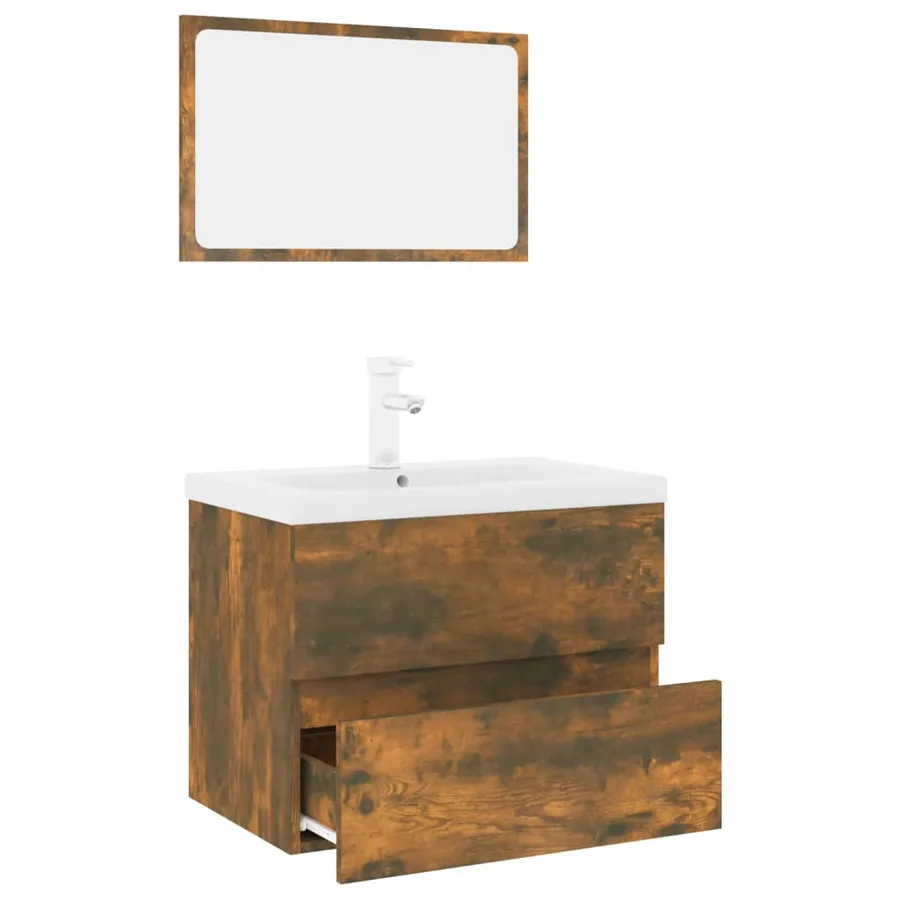 Meubles de salle de bain Chêne fumé Bois d'ingénierie - 3