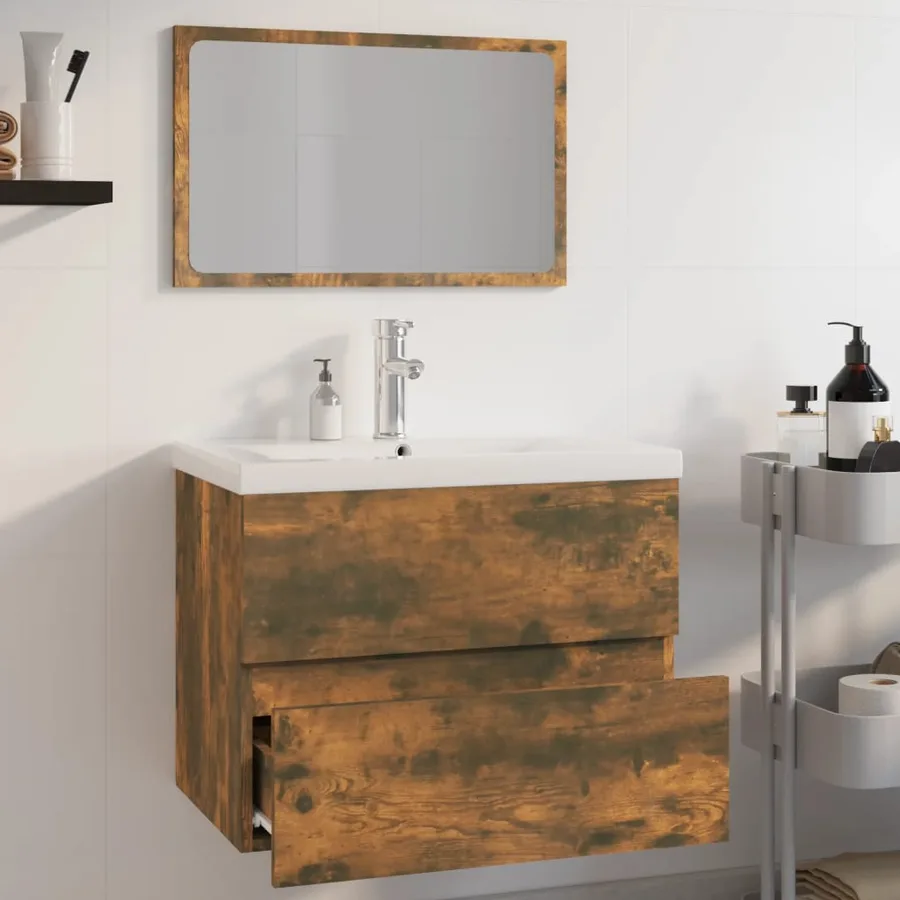 Meubles de salle de bain Chêne fumé Bois d'ingénierie - 4
