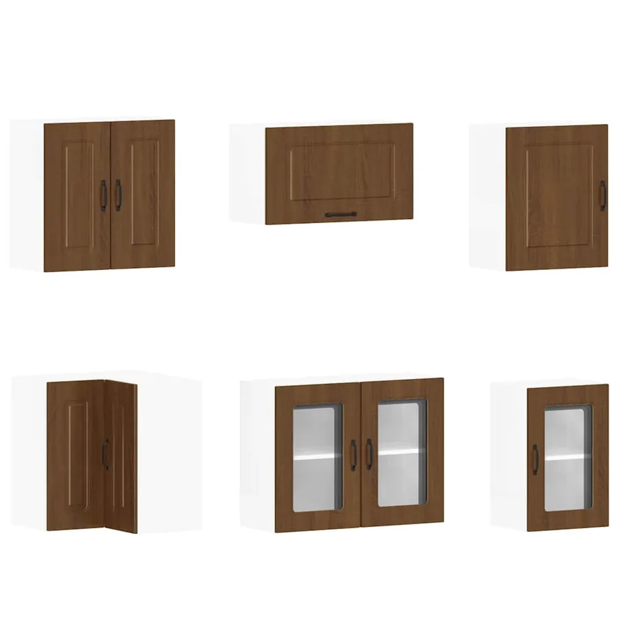 Ensemble de 11 meubles de cuisine en bois d'ingénierie "Kalmar" en chêne brun - 5