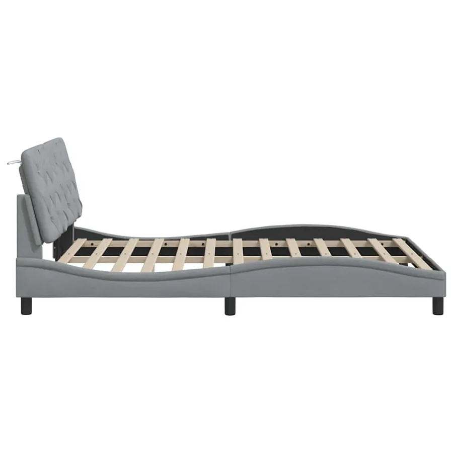 Cadre de lit avec LED sans matelas gris clair 140x200 cm tissu - 9