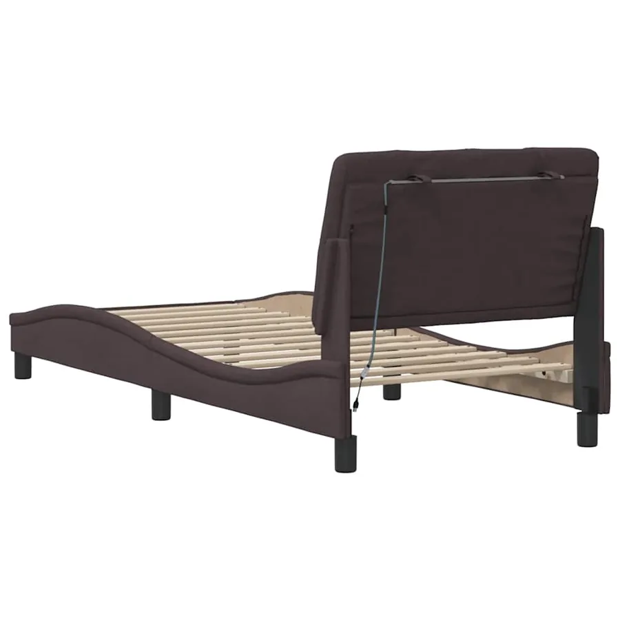 Cadre de lit avec LED sans matelas marron foncé 90x200 cm tissu - 10