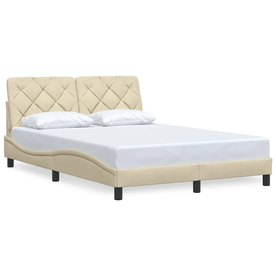 Cadre de lit sans matelas crème 140x200 cm tissu - 3