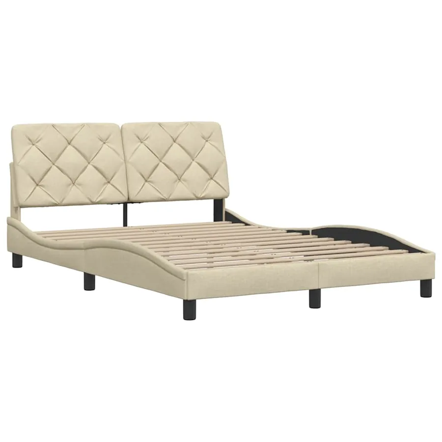 Cadre de lit sans matelas crème 140x200 cm tissu - 4