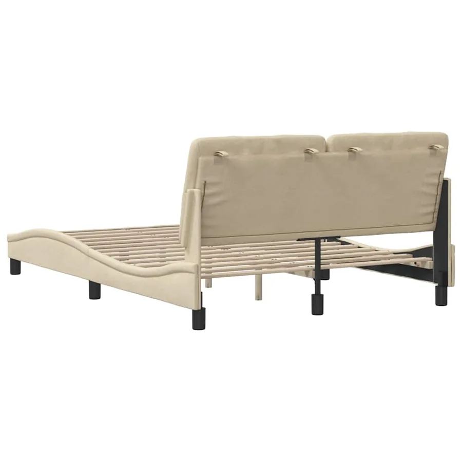 Cadre de lit sans matelas crème 140x200 cm tissu - 9