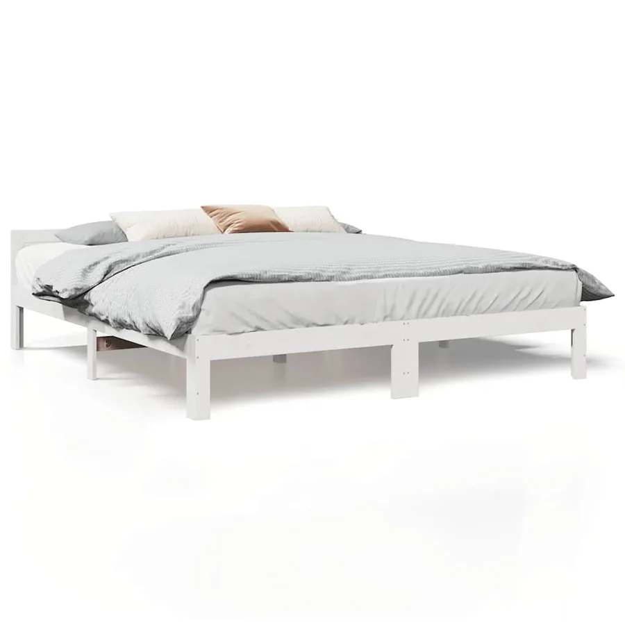 Cadre de lit sans matelas blanc 180x200 cm bois massif de pin - 2