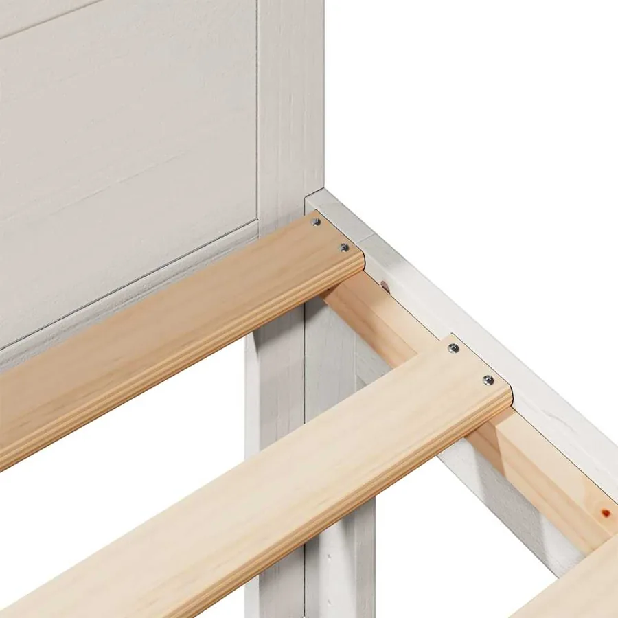 Cadre de lit sans matelas blanc 180x200 cm bois massif de pin - 8