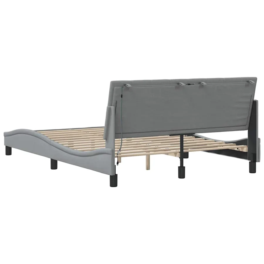 Cadre de lit sans matelas Hanko gris clair 120x200 cm tissu - 10