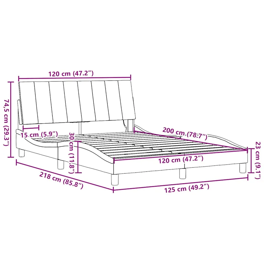 Cadre de lit sans matelas Hanko gris clair 120x200 cm tissu - 15