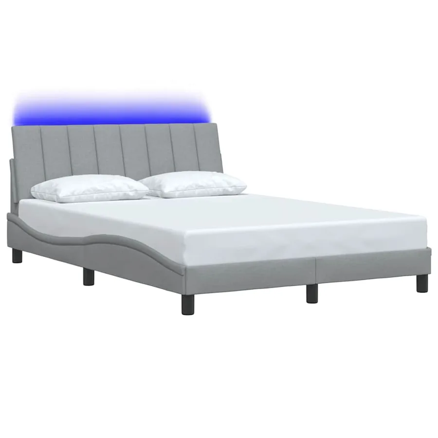 Cadre de lit sans matelas Hanko gris clair 120x200 cm tissu - 3