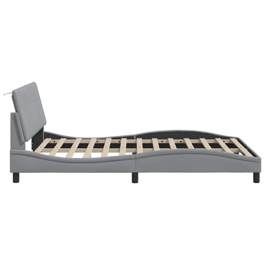 Cadre de lit sans matelas Hanko gris clair 120x200 cm tissu - 9