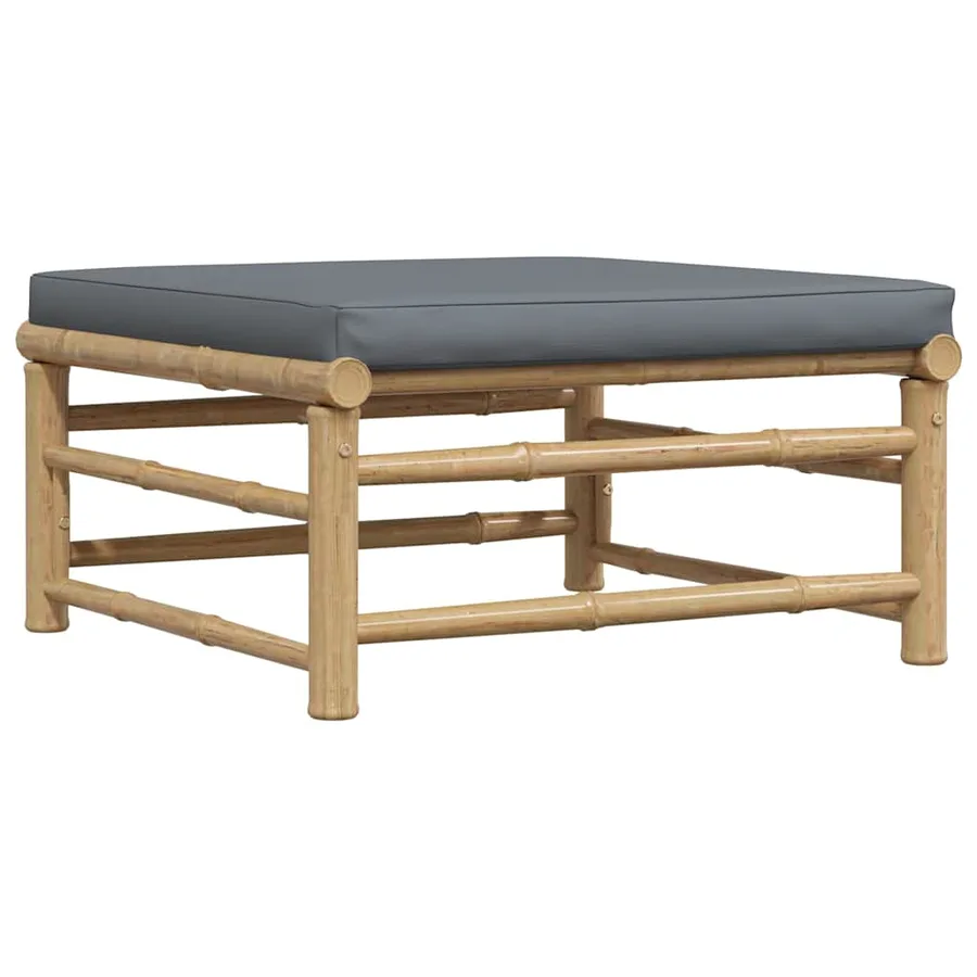 Salon de jardin 3 pcs avec coussins gris foncé Bambou - 6